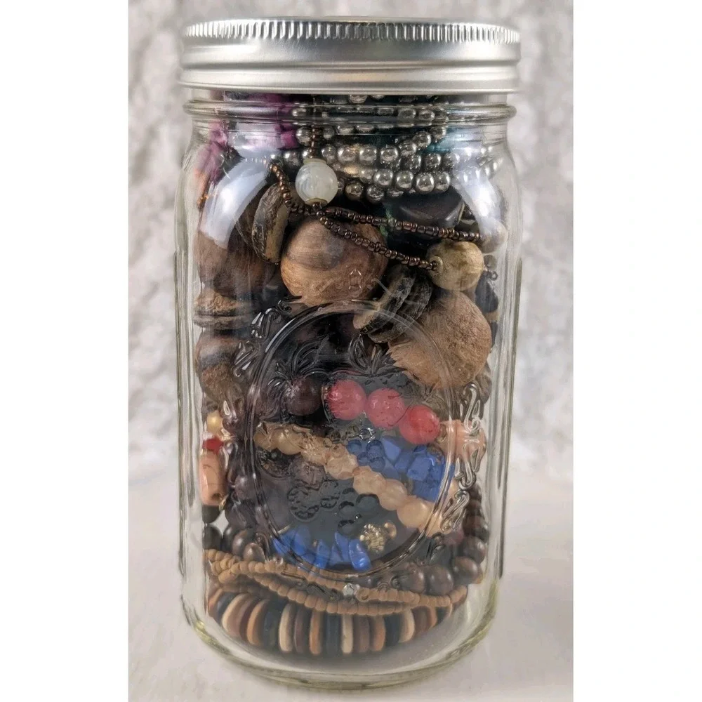 Wooden Jewelry Mystery Jar Wearable Bracelets Necklaces Earrings Boho Lot